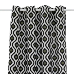 ATMOSPHERA CREATEUR D'INTERIEUR - Rideau "twisted lime" jacquard noir & blanc 140x260cm