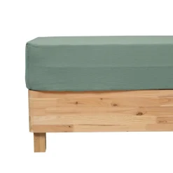 ATMOSPHERA CREATEUR D'INTERIEUR - Drap housse "flora" gaze de coton vert céladon 160x200cm