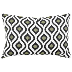 ATMOSPHERA CREATEUR D'INTERIEUR - Coussin "twisted lime" jacquard noir & blanc 58x38cm