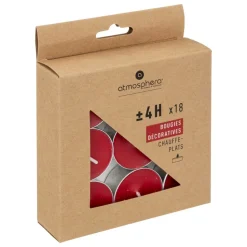 ATMOSPHERA CREATEUR D'INTERIEUR - 18 bougies chauffe-plats "hugo" h1,5cm rouge