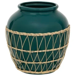 ATMOSPHERA CREATEUR D'INTERIEUR - Vase "yuca" céramique et rotin h33,5cm