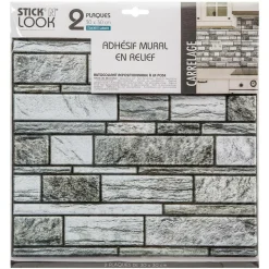 ATMOSPHERA CREATEUR D'INTERIEUR - Lot de 2 stickers - carrelage - gris - 30x30 cm