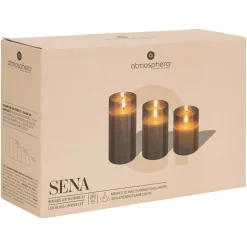 ATMOSPHERA CREATEUR D'INTERIEUR - Coffret 3 bougies led sena verre ambre d75cm