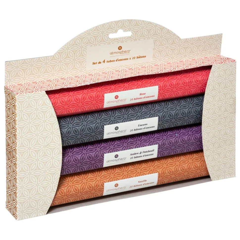 ATMOSPHERA CREATEUR D'INTERIEUR - Set de 4 bâtons à encens "doli" - ambre - encens - rose - vanille - h20 cm