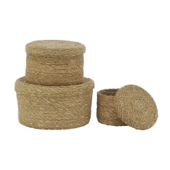 AUBRY GASPARD - Boites rondes en jonc naturel (lot de 3)