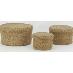 AUBRY GASPARD - Boites rondes en jonc naturel (lot de 3)