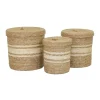 AUBRY GASPARD - Boîtes de rangement en maïs naturel et blanc (lot de 3)