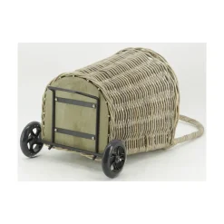 AUBRY GASPARD - Chariot à bûches en rotin gris droit