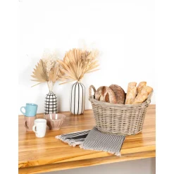 AUBRY GASPARD - Corbeille ronde en poelet gris