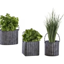 AUBRY GASPARD - Mini cache-pot en métal galvanisé ondulé lot de 6