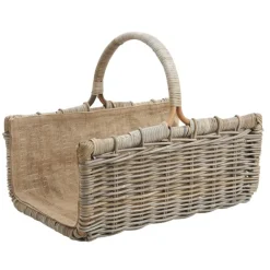 AUBRY GASPARD - Panier à bûches osier et jute 55 cm