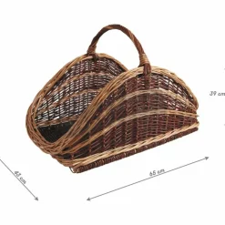 AUBRY GASPARD - Panier à bûches en osier brut et buff