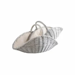 AUBRY GASPARD - Paniers à bûches en osier gris et jute (lot de 2) ovale