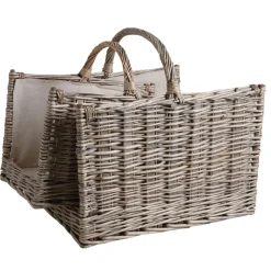 AUBRY GASPARD - Paniers à bûches en osier gris et jute (lot de 2) rectangulaire