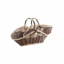 AUBRY GASPARD - Paniers à bûches en osier brut et beige (lot de 2)