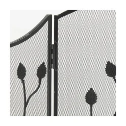 AUBRY GASPARD - Pare-feu de cheminée en fer forgé 3 pans fleur