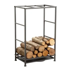 AUBRY GASPARD - Rack porte-bûches en métal avec tiroir à poussière