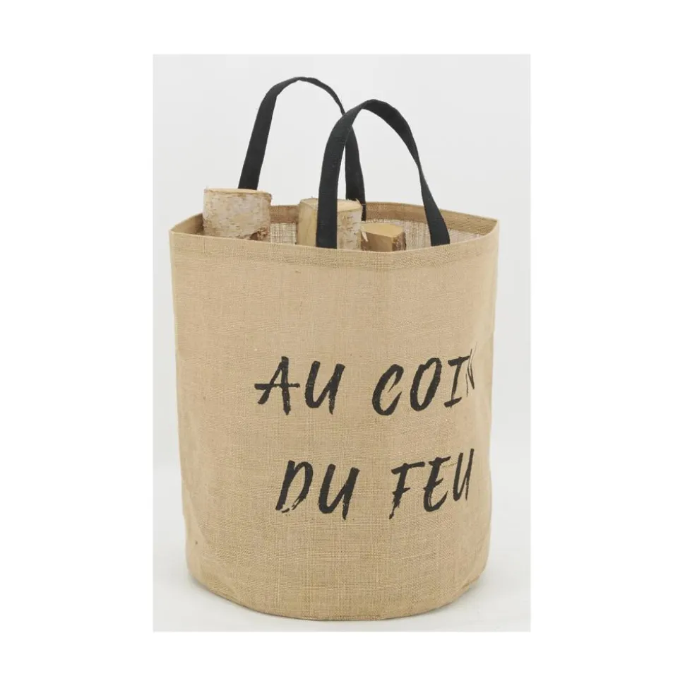 AUBRY GASPARD - Sac rond en jute naturel plastifié au coin du feu