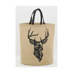 AUBRY GASPARD - Sac rond en jute naturel plastifié cerf