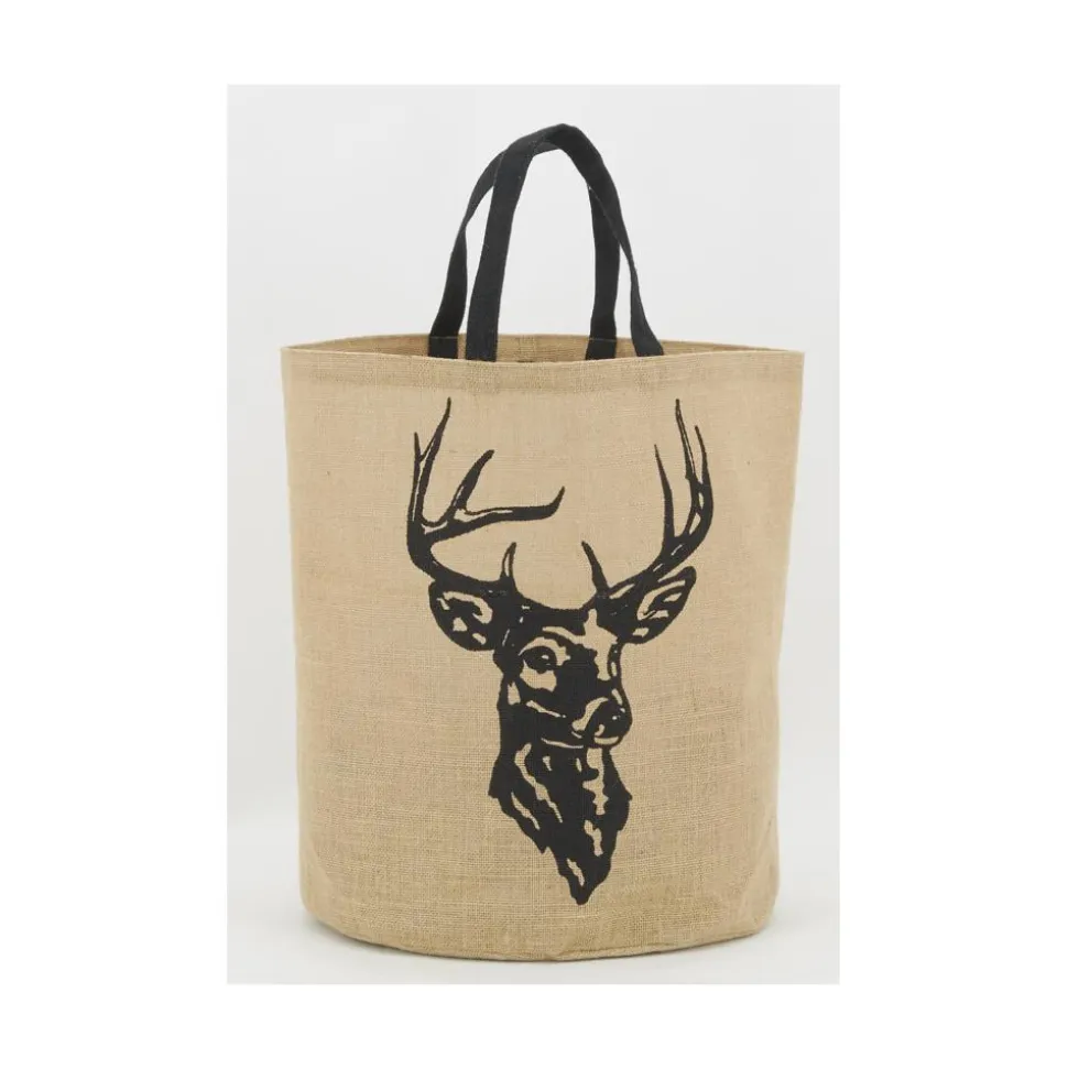 AUBRY GASPARD - Sac rond en jute naturel plastifié cerf