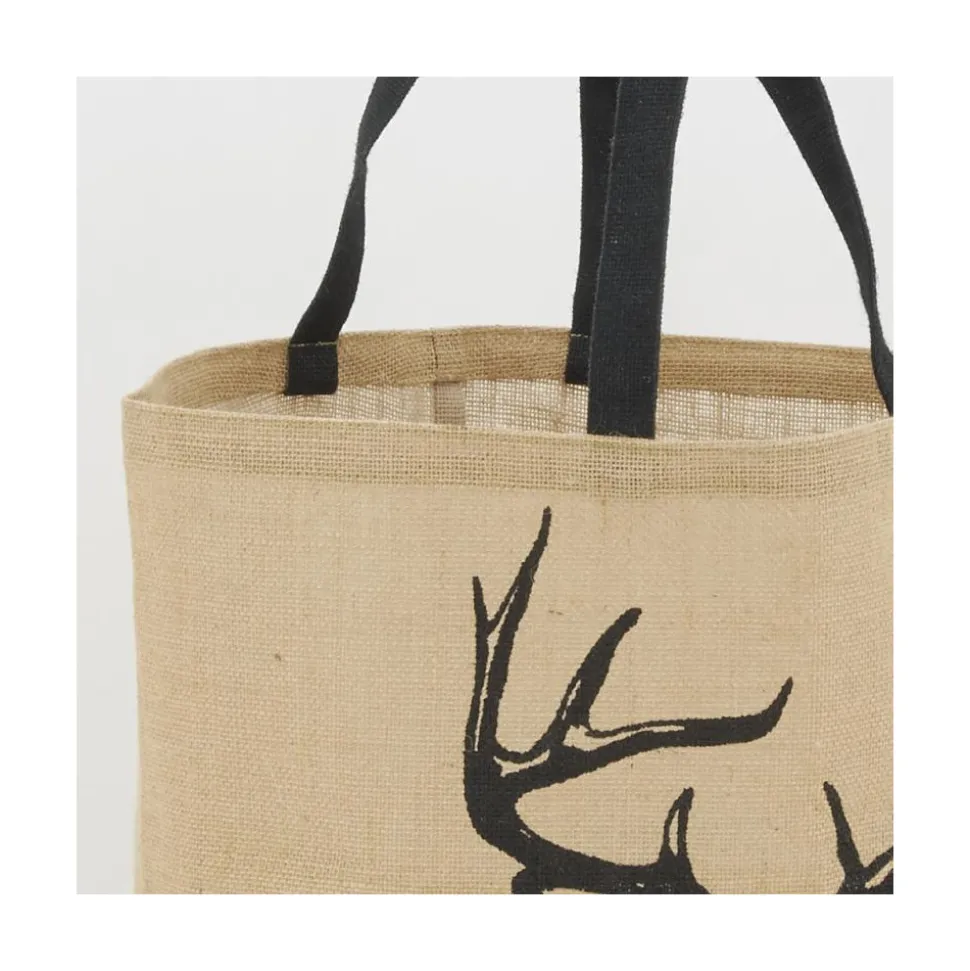 AUBRY GASPARD - Sac rond en jute naturel plastifié cerf