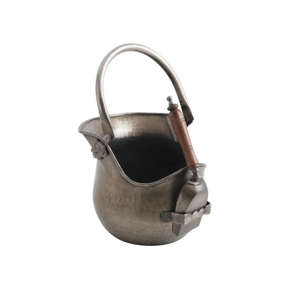 AUBRY GASPARD - Seau à cendres avec pelle en étain antique