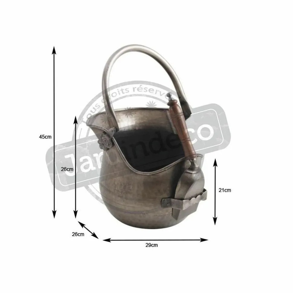 AUBRY GASPARD - Seau à cendres avec pelle en étain antique