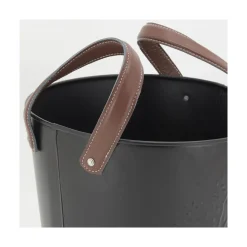 AUBRY GASPARD - Seaux en métal noir et cuir (lot de 2)