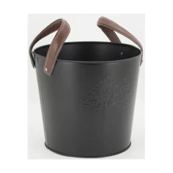 AUBRY GASPARD - Seaux en métal noir et cuir (lot de 2)