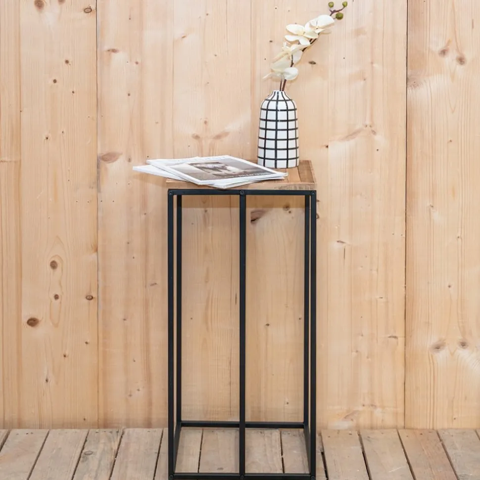 AUBRY GASPARD - Sellette porte-bûches en métal et bois rondo