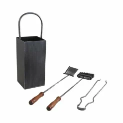 AUBRY GASPARD - Serviteur de cheminée en fer forgé 3 accessoires