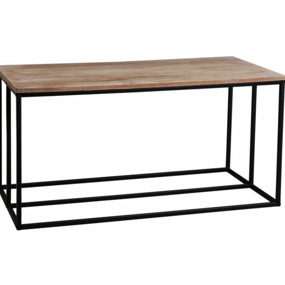 AUBRY GASPARD - Table basse porte bûches en bois et métal rondo