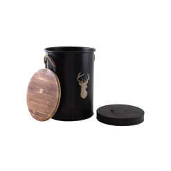 AUBRY GASPARD - Tabouret et seau à pellets avec pelle arbre métal laqué cerf