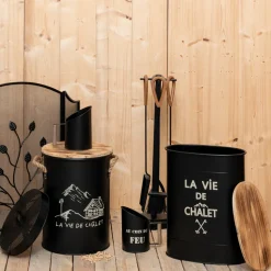 AUBRY GASPARD - Tabouret et seau à pellets en métal