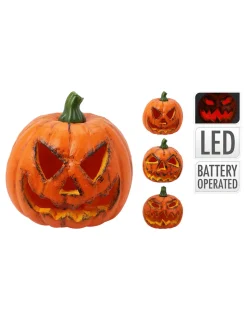 BASICS - 2 citrouille d'halloween avec led, pvc, alimenté par batterie, 3 modèles. Basics