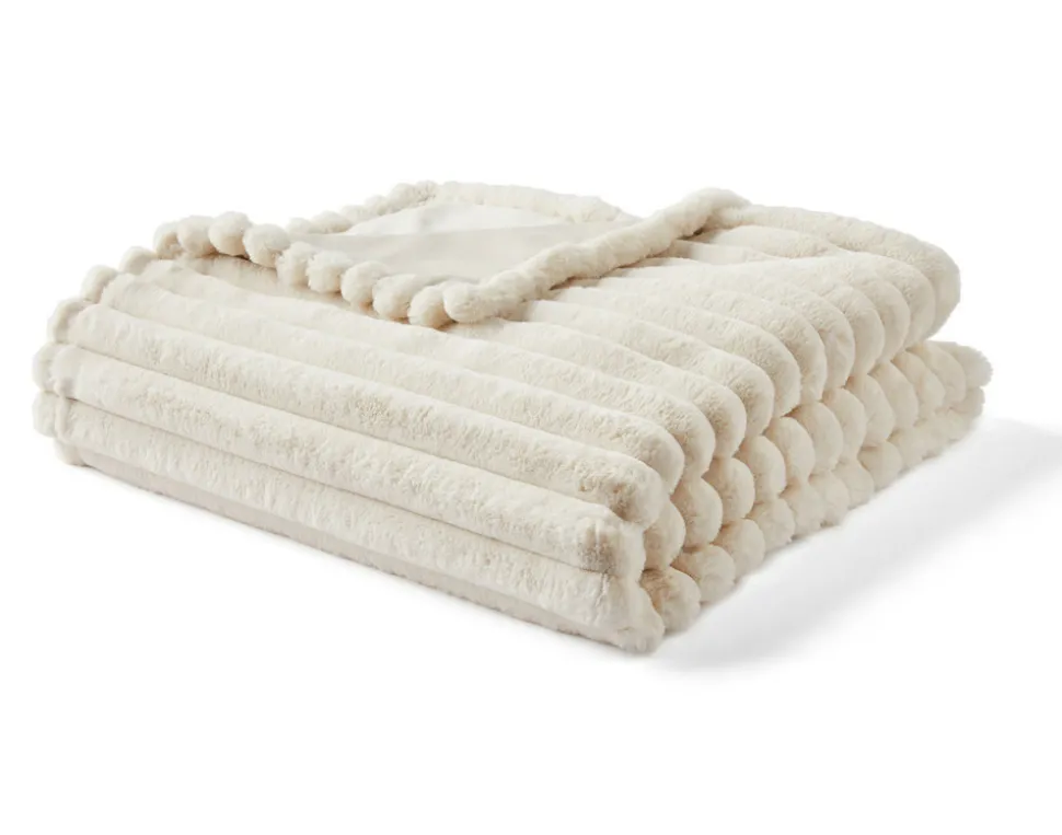 BEST MOBILIER - Arezzo - plaid - 200x140 cm - en fausse fourrure côtelé et velours