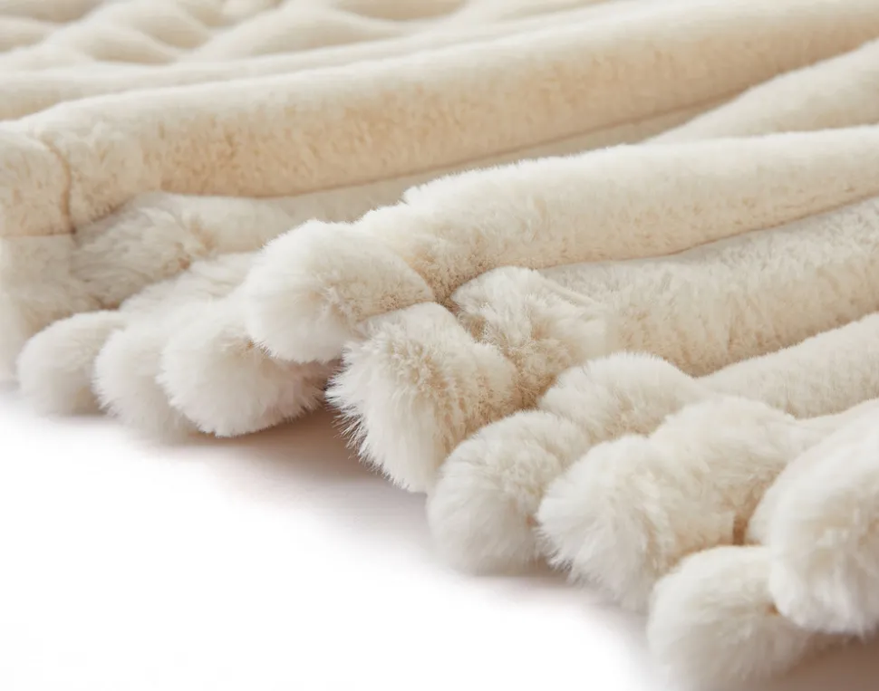 BEST MOBILIER - Arezzo - plaid - 200x140 cm - en fausse fourrure côtelé et velours