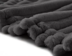 BEST MOBILIER - Arezzo - plaid - 200x140 cm - en fausse fourrure côtelé et velours