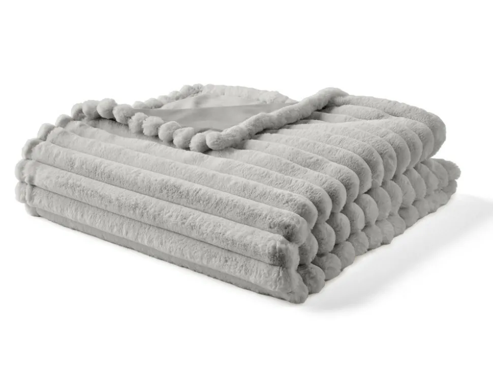 BEST MOBILIER - Arezzo - plaid - 200x140 cm - en fausse fourrure côtelé et velours