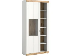 BEST MOBILIER - Coventry - vitrine - blanc et effet bois - 100x204 cm