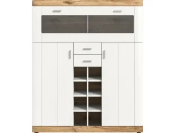 BEST MOBILIER - Coventry - buffet haut - blanc et effet bois - 142 cm