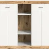 BEST MOBILIER - Coventry - buffet haut - blanc et effet bois - 104x131 cm