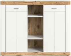 BEST MOBILIER - Coventry - buffet haut - blanc et effet bois - 104x131 cm