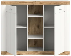 BEST MOBILIER - Coventry - buffet haut - blanc et effet bois - 104x131 cm