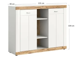 BEST MOBILIER - Coventry - buffet haut - blanc et effet bois - 104x131 cm