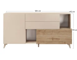 BEST MOBILIER - Estelle - buffet bas - 2 portes et 2 tiroirs - 181 cm