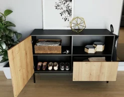 BEST MOBILIER - Felicia - buffet bas - effet bois et noir - 120 cm