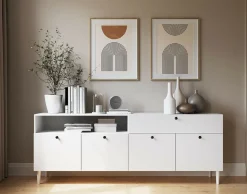 BEST MOBILIER - Gaby - buffet bas - blanc - 200 cm