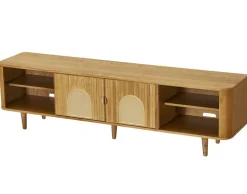 BEST MOBILIER - Milazzo - meuble tv - bois plaqué chêne et cannage - 180 cm