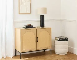 BEST MOBILIER - Nagato - buffet bas - cannage et effet bois - 100 cm